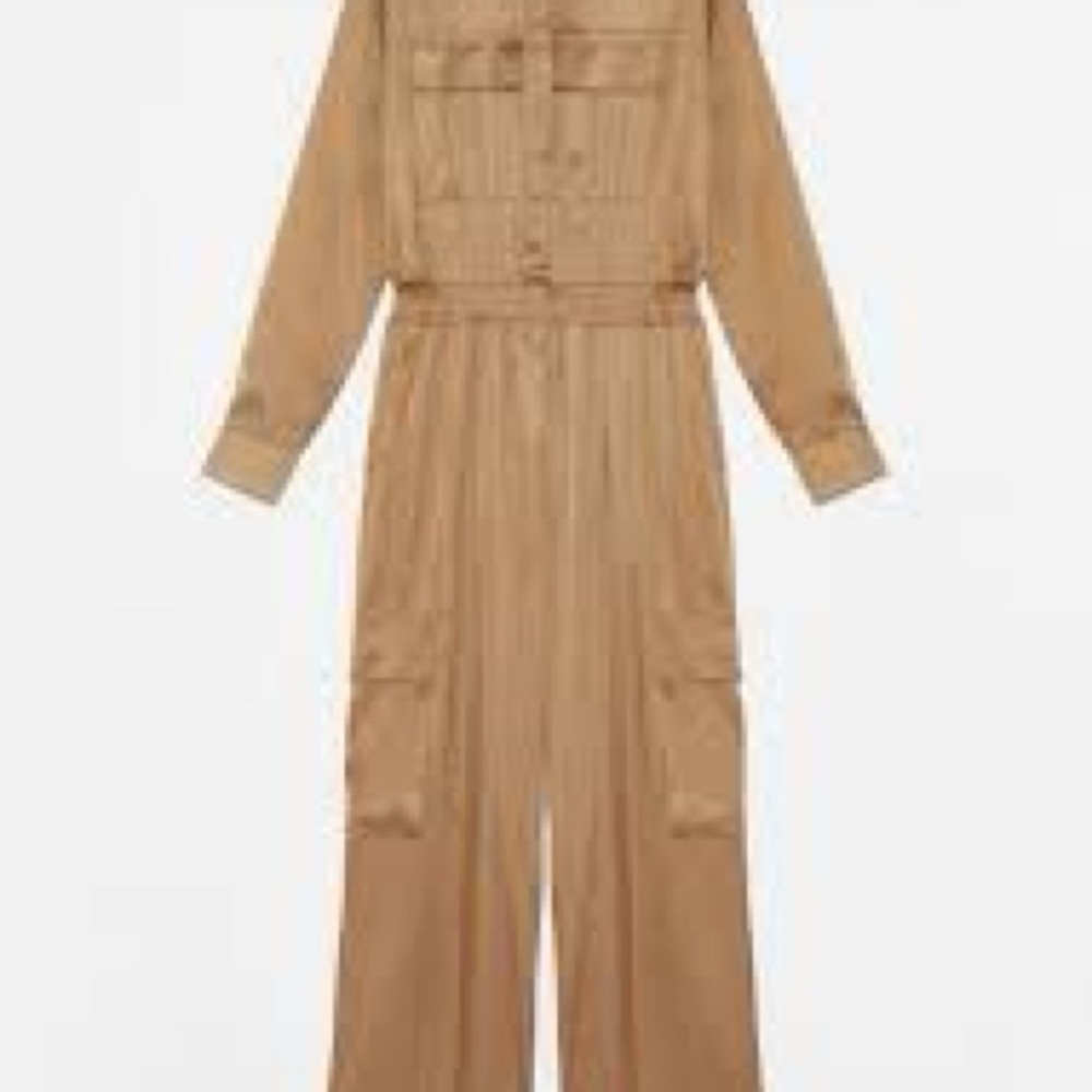 Deluc Tan Utility Jumpsuit with Belted Waist
